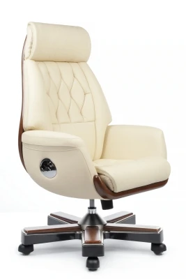 Кресло для руководителя Riva Design Байрон / Byron YS1505A кремовая кожа