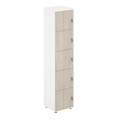 Локер 5 ячеек 400х400х1866 / SG.818.WH.OL /  корпус: белый; фасады: дуб светлый