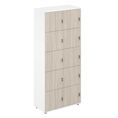 Локер 10 ячеек 800х400х1866 / SG.820.WH.OL /  корпус: белый; фасады: дуб светлый