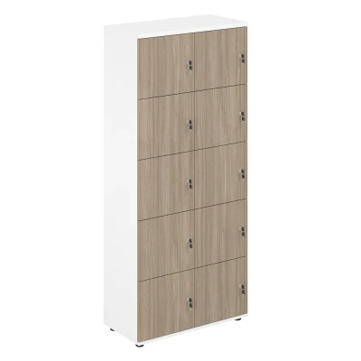 Локер 10 ячеек 800х400х1866 / SG.820.WH.OD /  корпус: белый; фасады: дуб темный