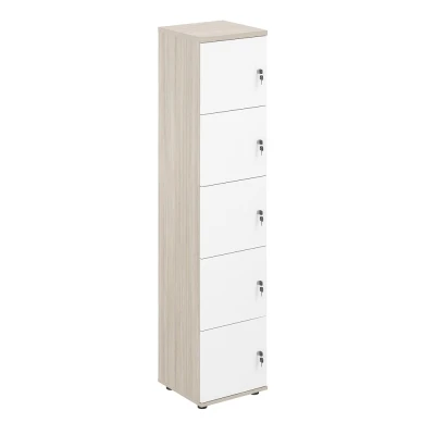 Локер 5 ячеек 400х400х1866 / SG.818.OL.WH /  корпус: дуб светлый; фасады: белый
