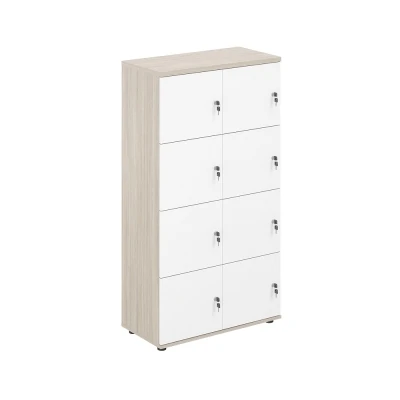 Локер 8 ячеек 800х400х1483  / SG.819.OL.WH /  корпус: дуб светлый; фасады: белый
