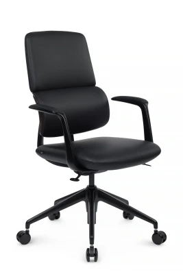 Кресло для переговорной Riva Design Аворио-М / Avorio-M FK014-B12 черная кожа