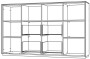 Шкаф средний со стеклом мат., 4 ящ., обвязка YN, фасады YN / NZ-0316.YN.YN /  2024х450х1200, обвязка YN, фасады YN, стекло матовое GLM - 1
