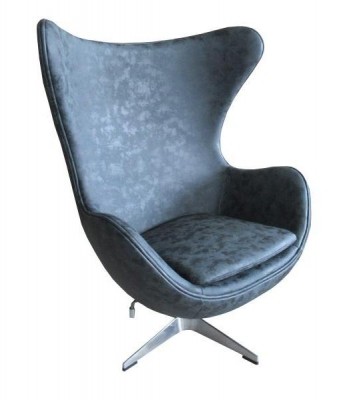 Дизайнерское кресло EGG CHAIR черный матовый с эффектом состаренная кожа